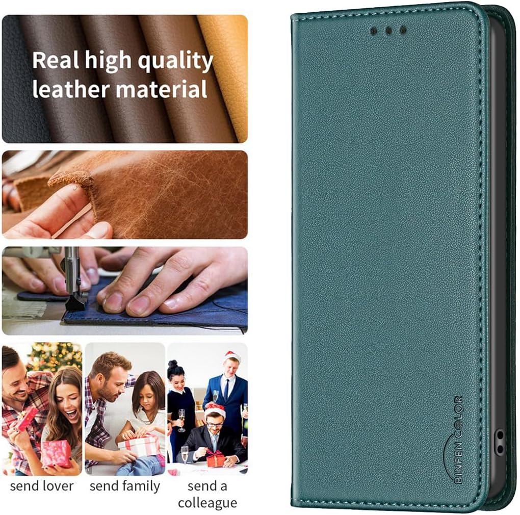 Leather Phone Case for iPhone 16E, Magnetic Leather Wallet Case, Flip Stand Shockproof Protection Gold