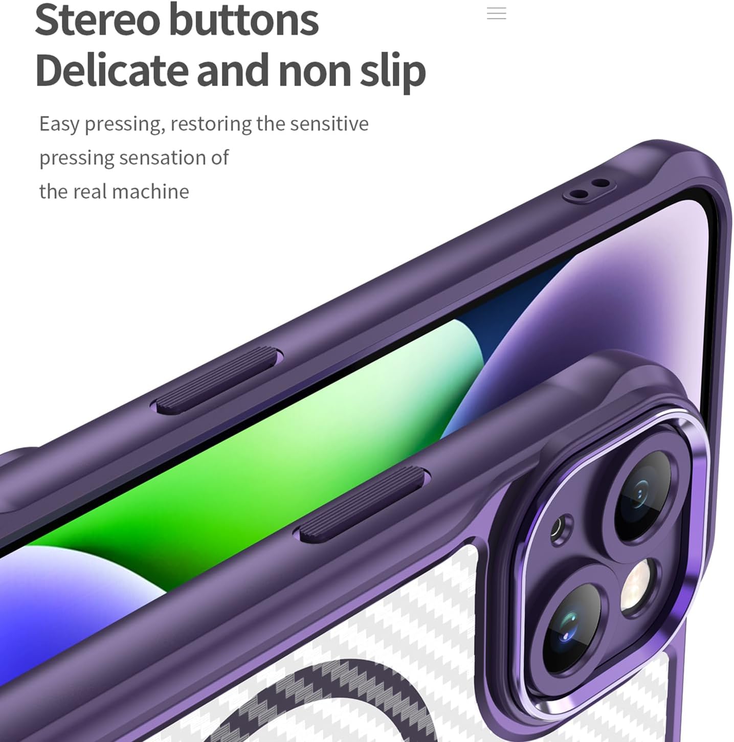 Magnetic carbon fibre case for iPhone 14, support wireless charging, carbon fibre shockproof slim case Black