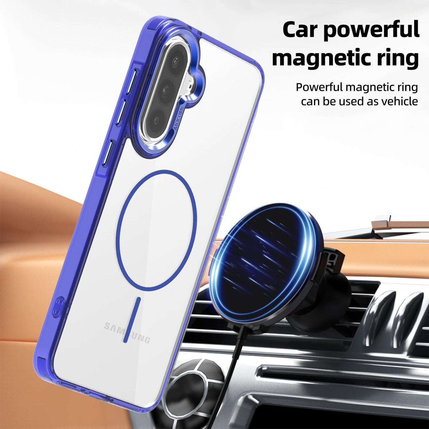 iTape Magnetic transparent phone case for Samsung Galaxy A36, supports wireless charging, military-grade drop-proof, compatible with Samsung Galaxy A36 Car magnetic bracket