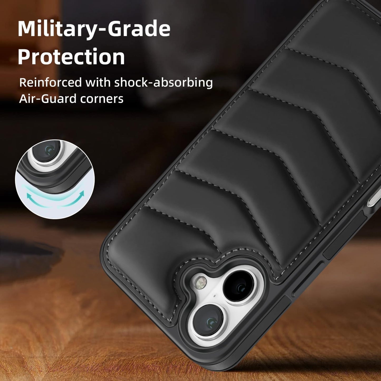 Lycra Down Phone Case for iPhone 16 Plus with [Credit Card Holder] [RFID] Invisible Flip Holder, Magnetic car mount, waterproof and drop-proof, comfortable to hold Green