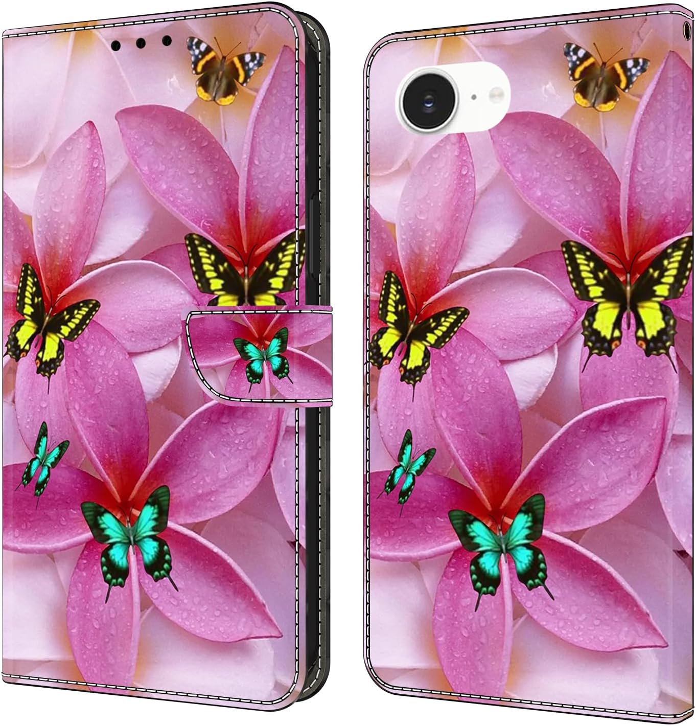 Graffiti wallet phone case for iPhone 16E, shockproof phone case, card slot wallet, flip stand phone case Mandala animal feather pattern