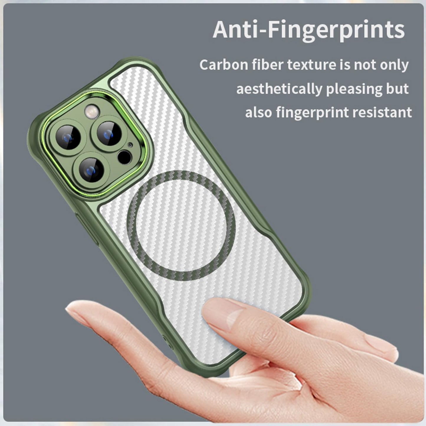 Magnetic carbon fibre case for iPhone 14 Pro, support wireless charging, carbon fibre shockproof slim case Black