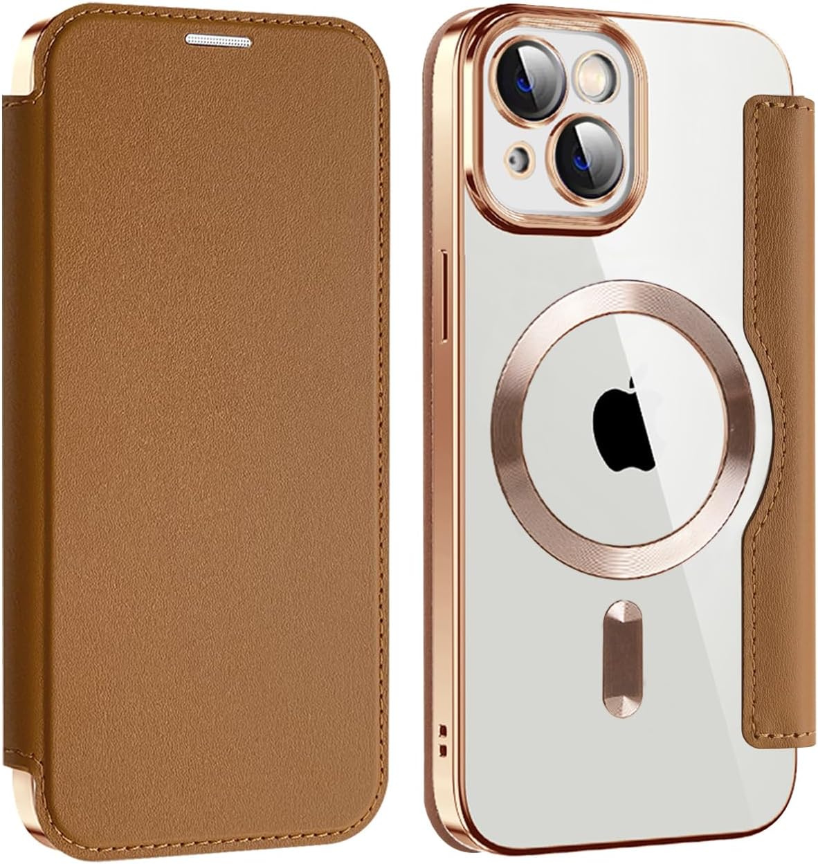 Wallet phone case suitable for iPhone 13 with [Credit Card Holder][RFID Blocking], compatible with magnetic wireless charging Green