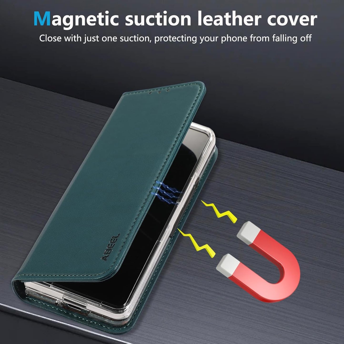 iTape Magnetic Leather Case for Samsung Galaxy Z Fold6, RFID Anti-theft Wallet Phone Case, Multi-Card Slot Magnetic Flip Cover Black