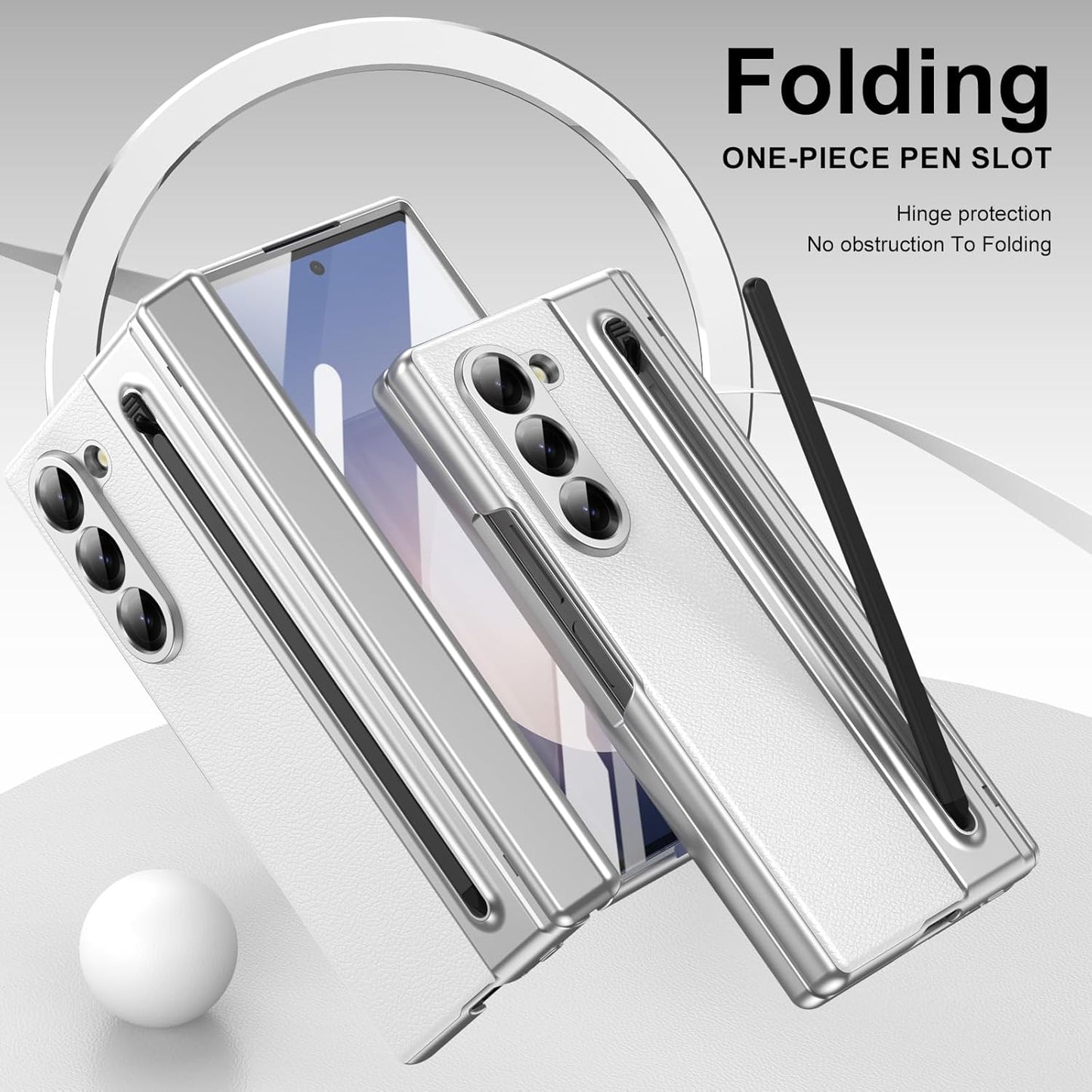 Lightweight phone case for Samsung Galaxy Z Fold6, hinged case supports wireless charging with lens protection, screen protector, complimentary stylus, drop-proof and fingerprint resistant