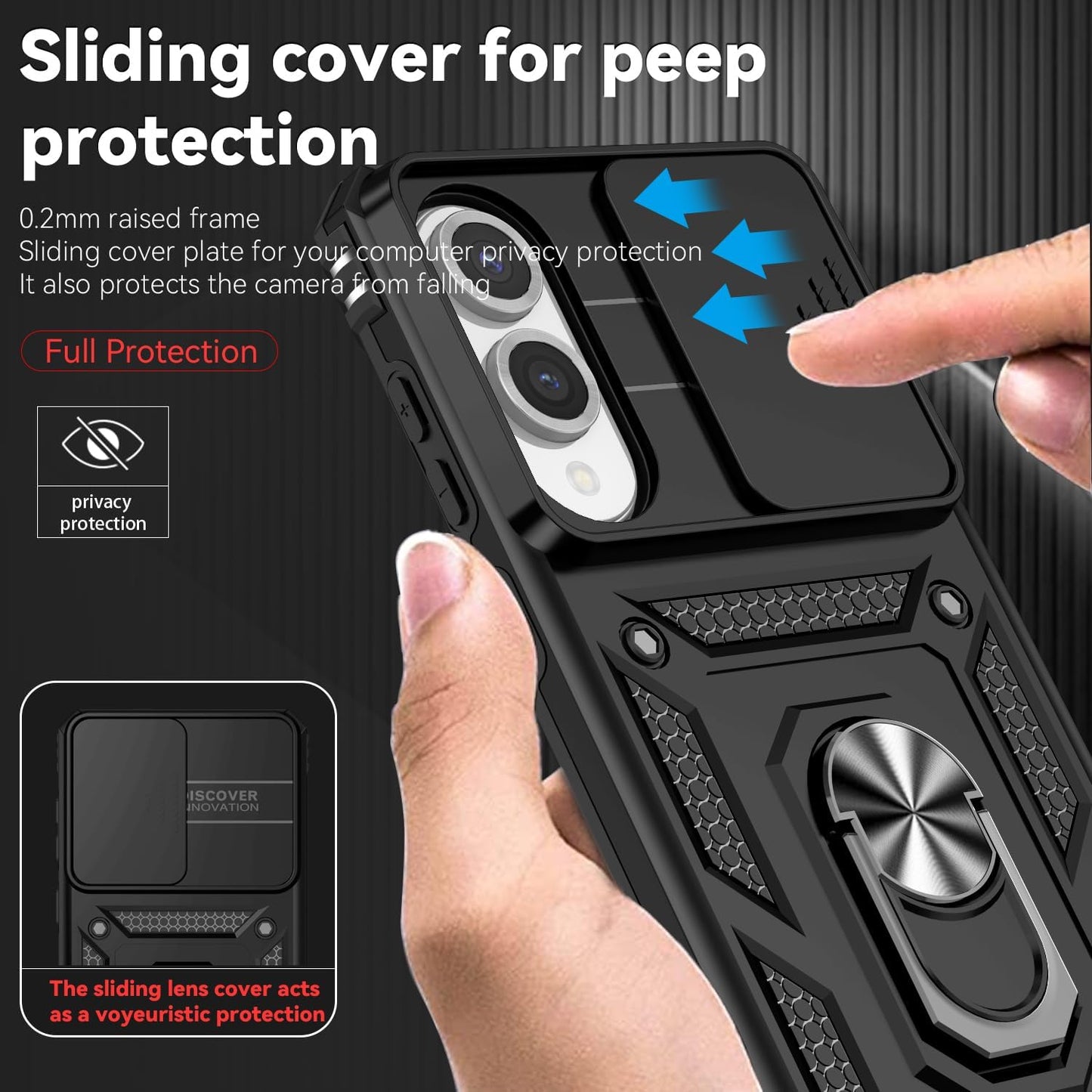 iTape Magnetic Car Mount 2 in 1 Phone Case for Samsung Galaxy S25 Edge 5G, Military Grade Protective Case, Phone Case Built-in 360° Rotating Ring Bracket Buckle Push Window Lens Protection Red