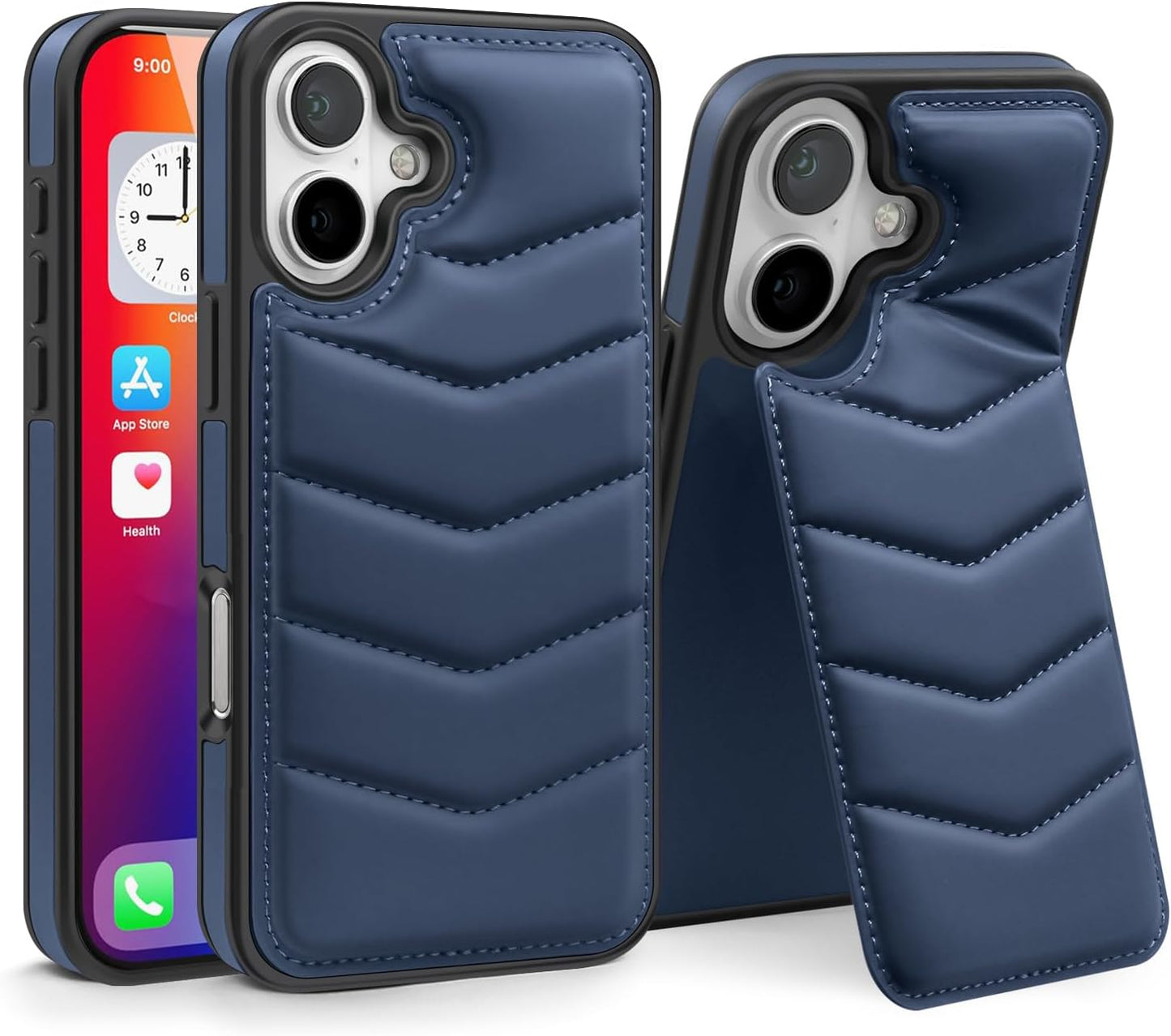 Lycra Down Phone Case for iPhone 16 Plus with [Credit Card Holder] [RFID] Invisible Flip Holder, Magnetic car mount, waterproof and drop-proof, comfortable to hold Green