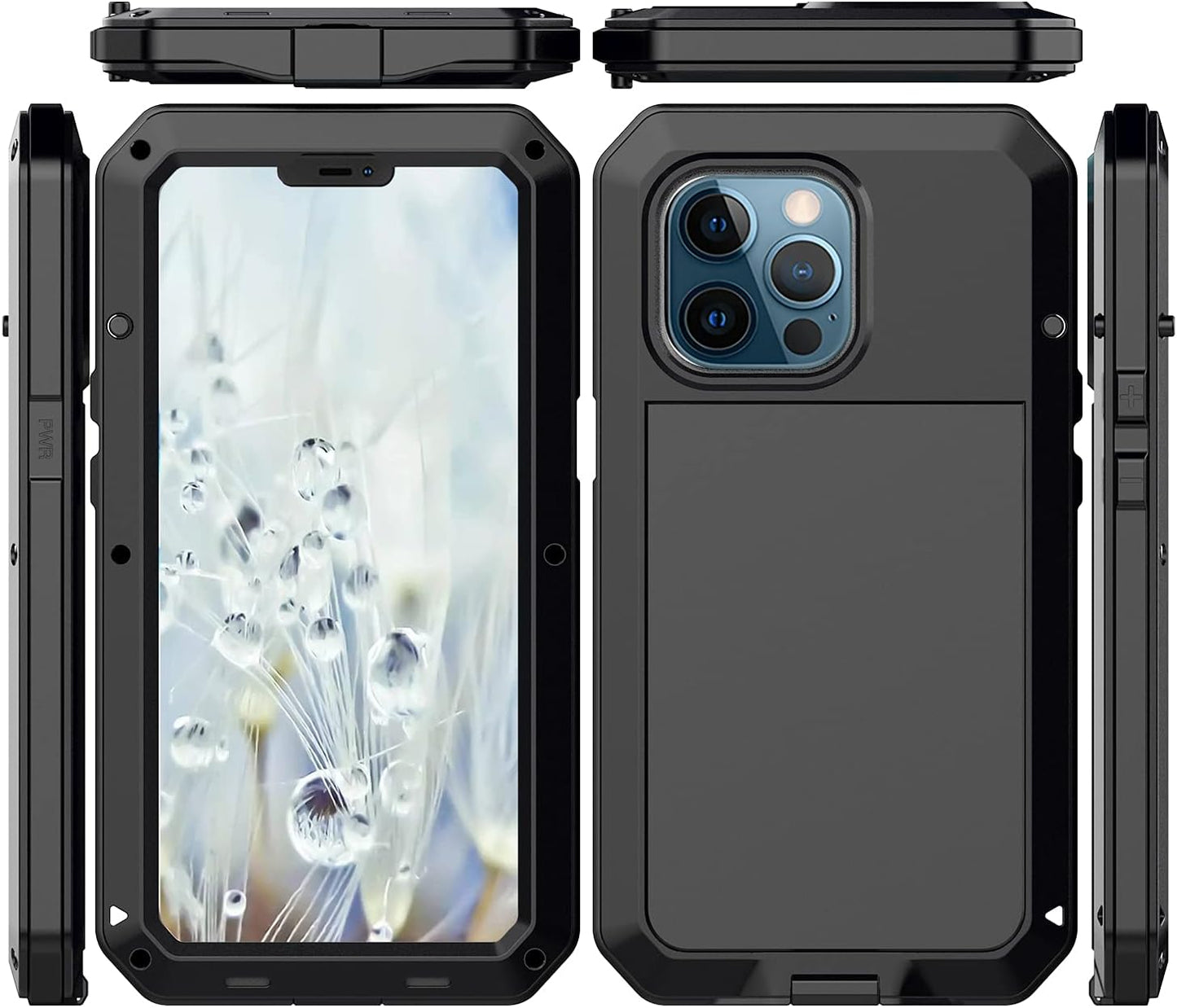 For iPhone 13 Pro max Phone Case, 360° Waterproof and Shockproof Hard Shell Metal Military Heavy Duty Rugged Case for iPhone 13 Pro max Silver