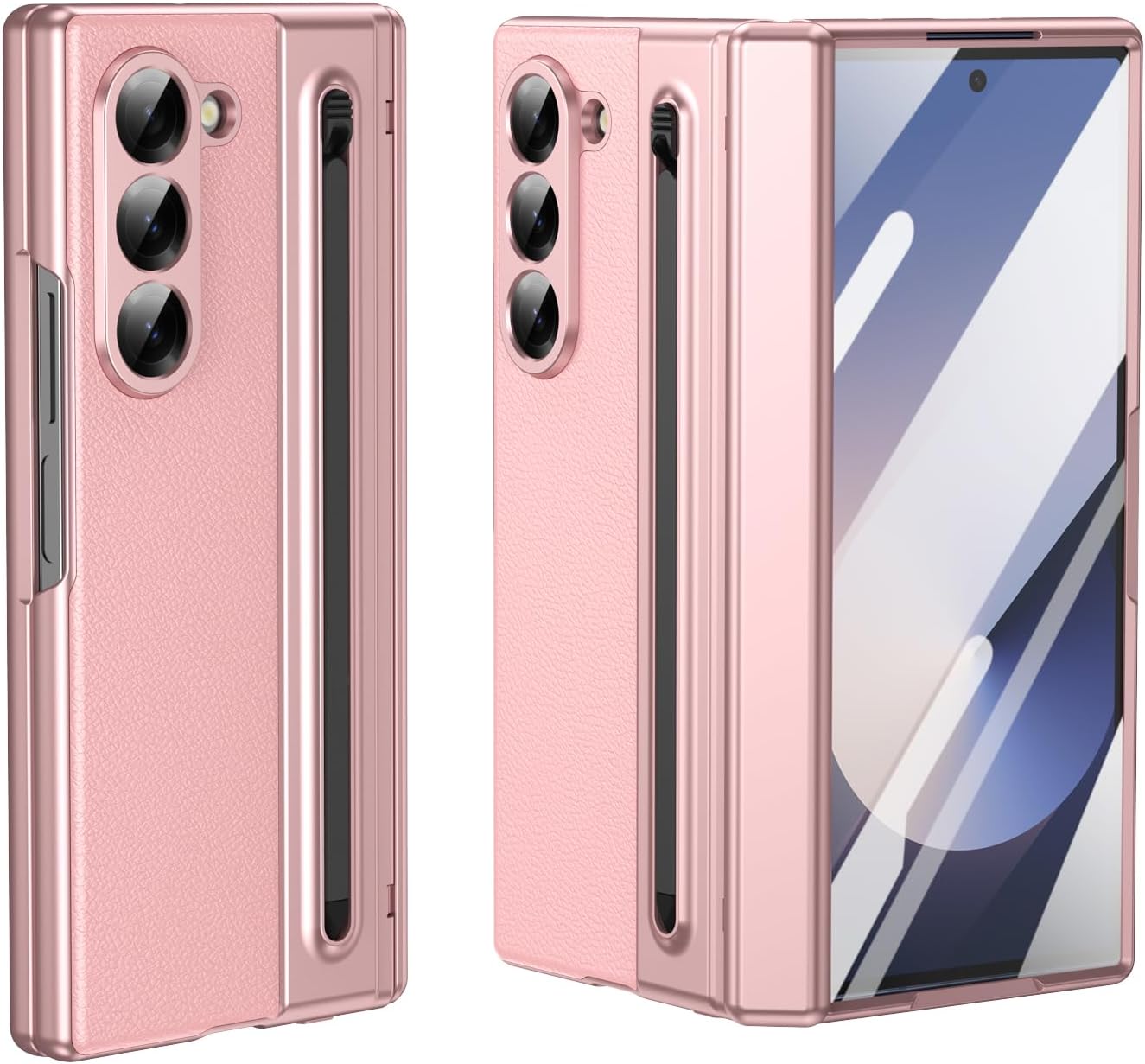 Lightweight phone case for Samsung Galaxy Z Fold6, hinged case supports wireless charging with lens protection, screen protector, complimentary stylus, drop-proof and fingerprint resistant