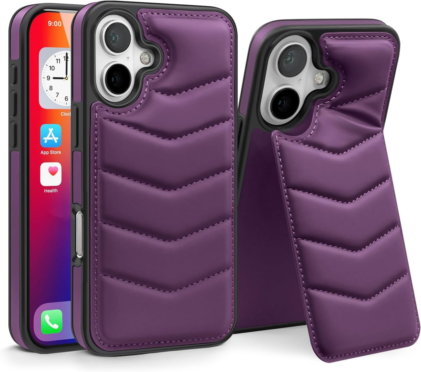 Lycra Down Phone Case for iPhone 16 Plus with [Credit Card Holder] [RFID] Invisible Flip Holder, Magnetic car mount, waterproof and drop-proof, comfortable to hold Green