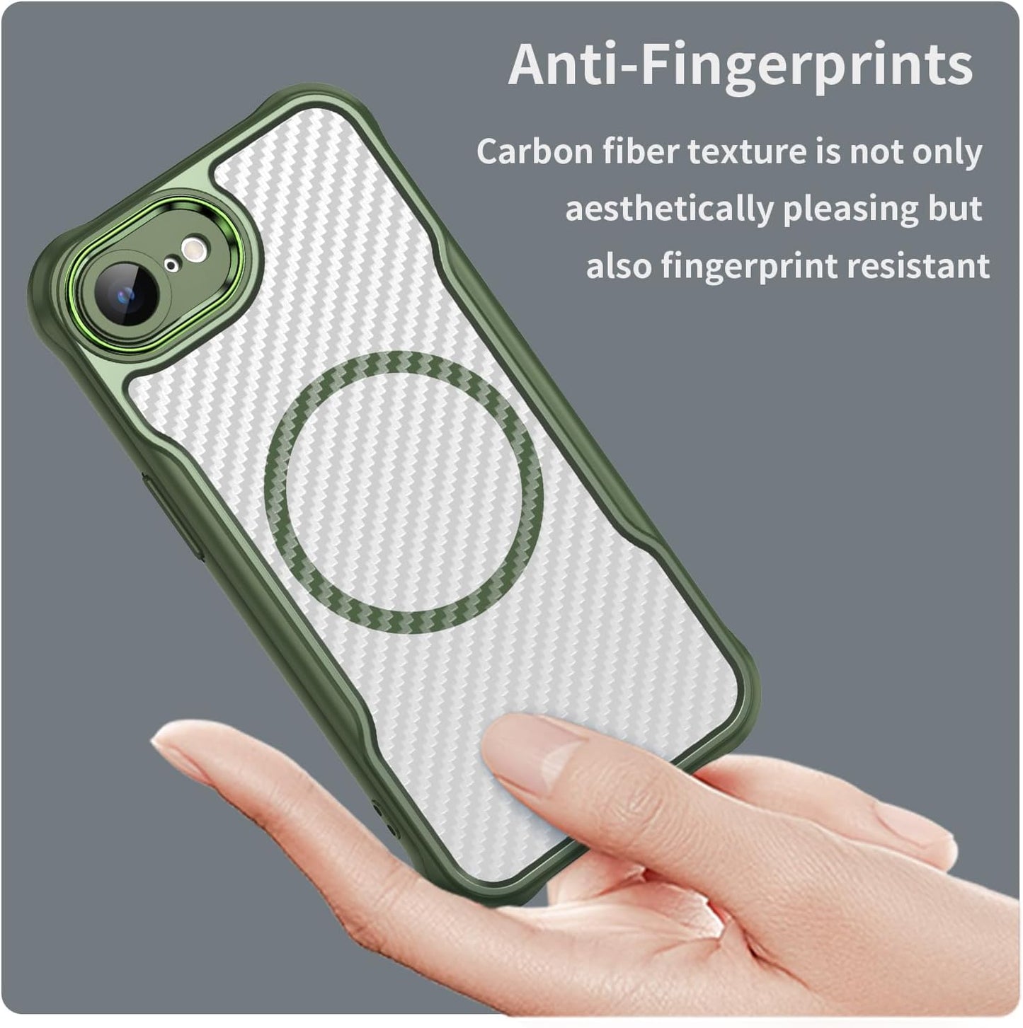 Magnetic carbon fibre case for iPhone 16E, support wireless charging, carbon fibre shockproof slim case Purple