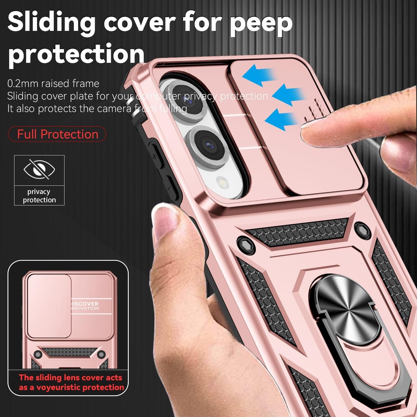 iTape Magnetic Car Mount 2 in 1 Phone Case for Samsung Galaxy S25 Edge 5G, Military Grade Protective Case, Phone Case Built-in 360° Rotating Ring Bracket Buckle Push Window Lens Protection Red