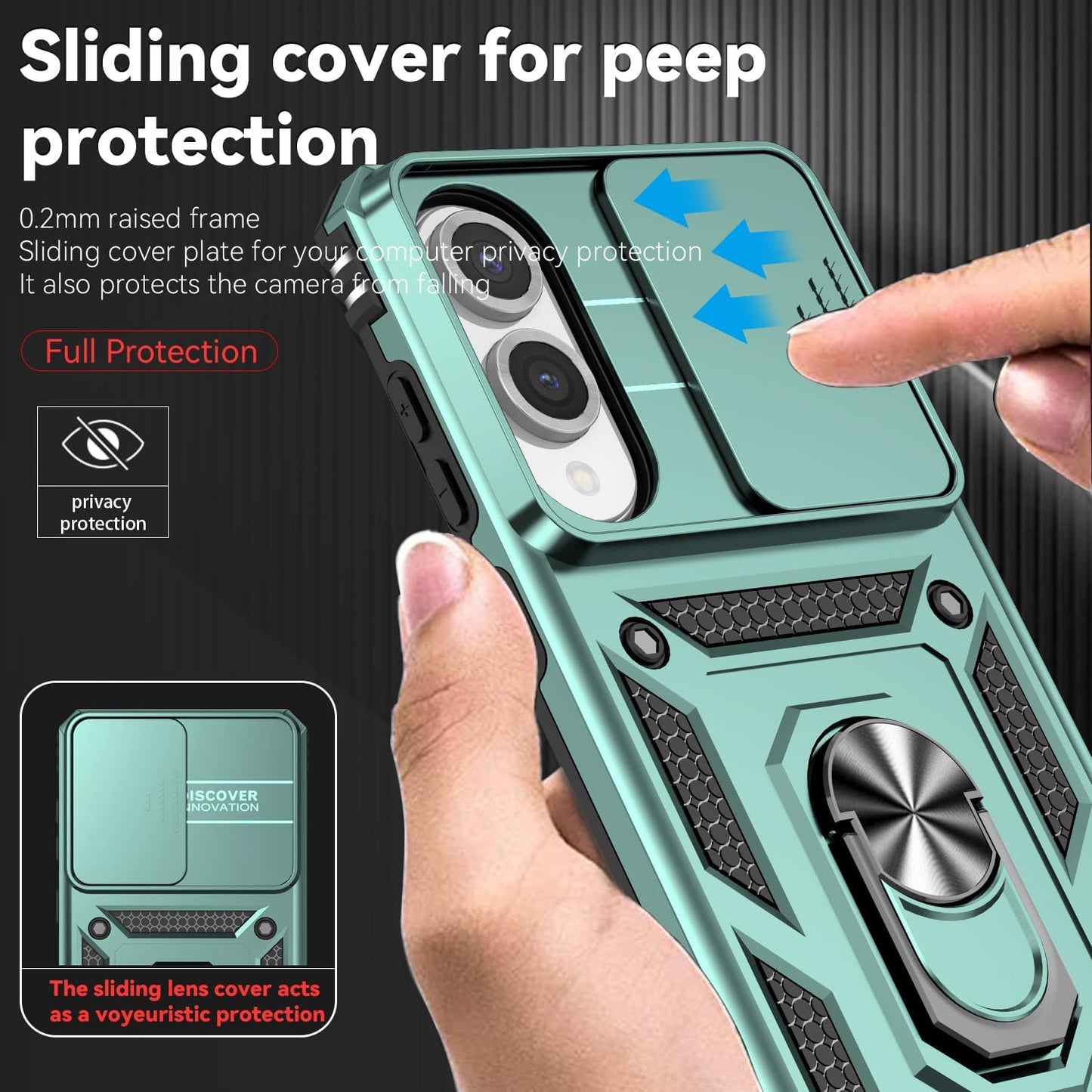 iTape Magnetic Car Mount 2 in 1 Phone Case for Samsung Galaxy S25 Edge 5G, Military Grade Protective Case, Phone Case Built-in 360° Rotating Ring Bracket Buckle Push Window Lens Protection Red