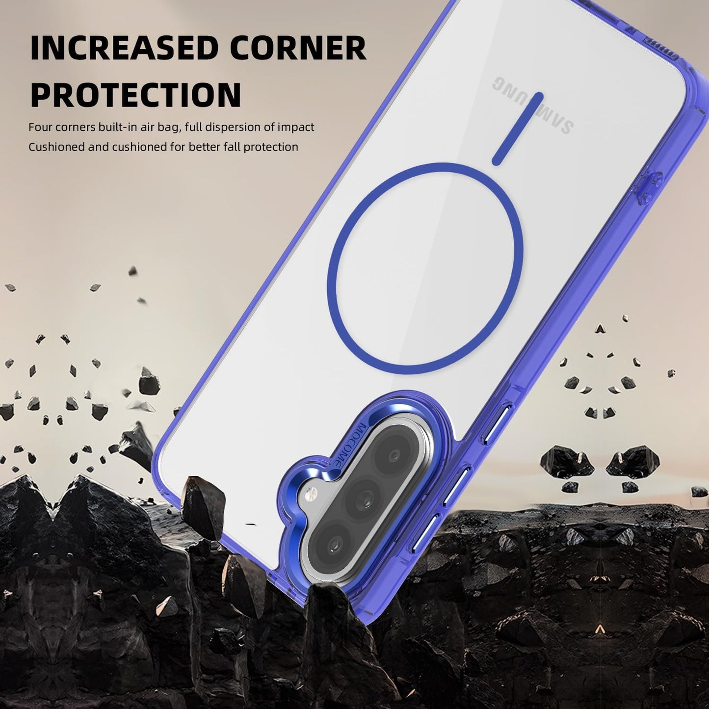 iTape Magnetic transparent phone case for Samsung Galaxy A36, supports wireless charging, military-grade drop-proof, compatible with Samsung Galaxy A36 Car magnetic bracket