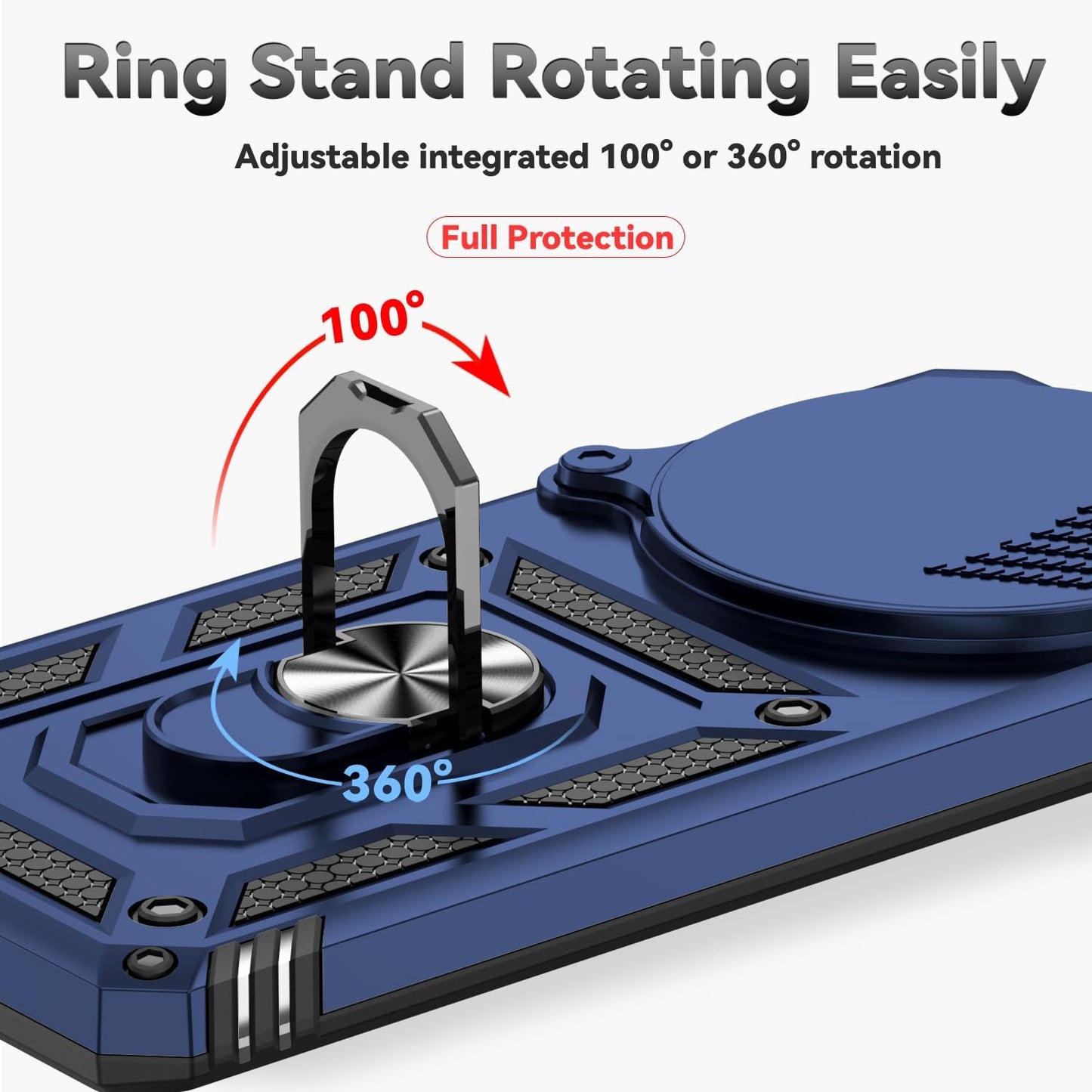 Magnetic Car Mount 2 in 1 Phone Case for Xiaomi Redmi Note 14 Pro+ 5G, Military Grade Protective Case, Phone Case Built-in 360° Rotating Ring Bracket Buckle Push Window Lens Protection