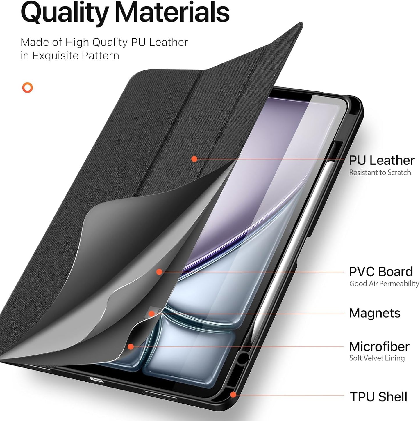 Magnetic Case for iPad Air 13-inch(2025（2024） - [Built-in Pen Holder] Multi-angle Viewing Hard Shell Smart Stand Case, Auto Sleep\/Wake Pink