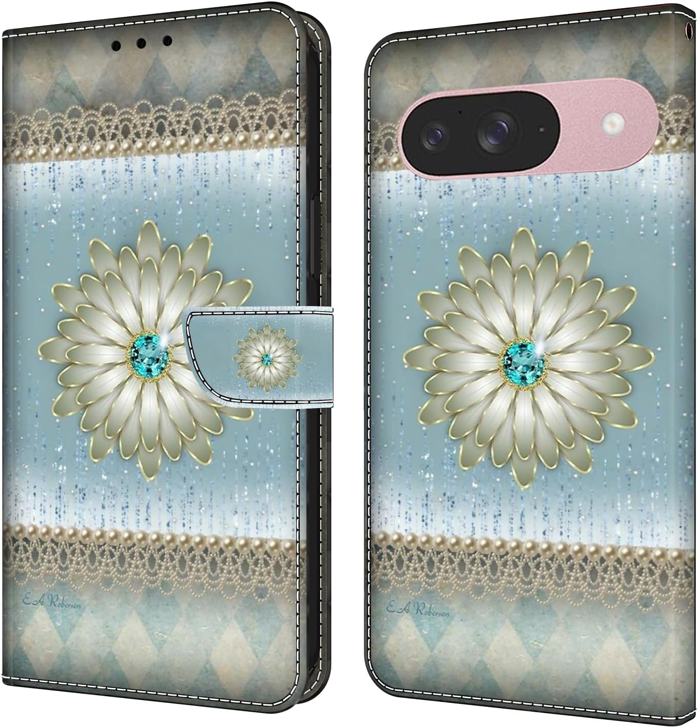 iTape Graffiti wallet phone case for Google Pixel 9, shockproof phone case, card slot wallet, flip stand phone case