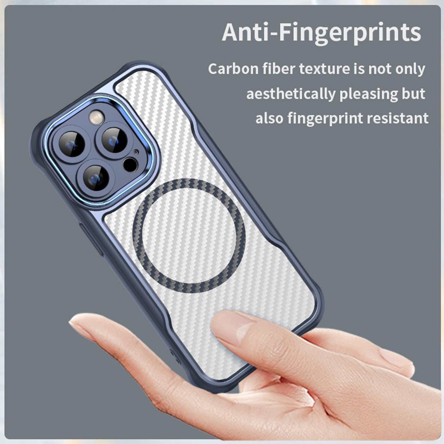 Magnetic carbon fibre case for iPhone 14 Pro, support wireless charging, carbon fibre shockproof slim case Black