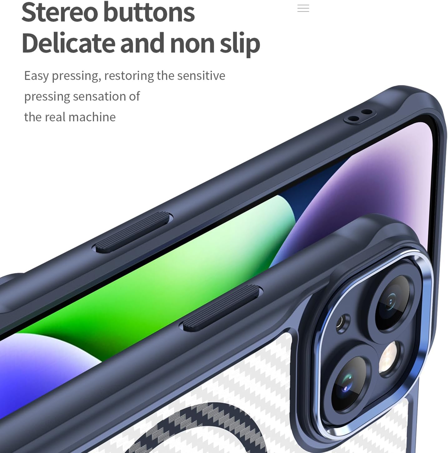 Magnetic carbon fibre case for iPhone 14, support wireless charging, carbon fibre shockproof slim case Black