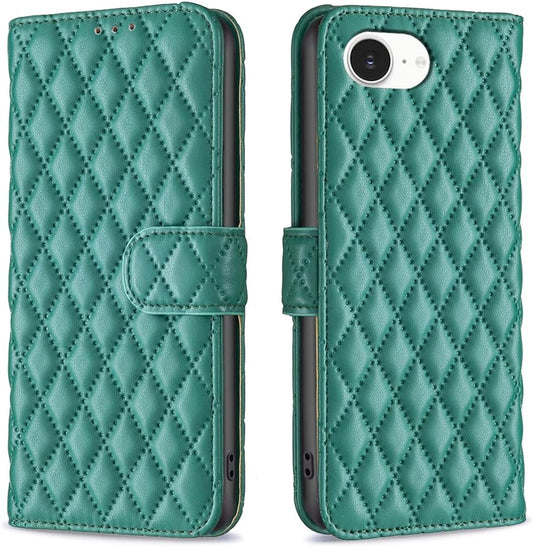 Diamond Wallet Case for iPhone 16E, Magnetic Snap Wallet Case, Flip-Stand for Shockproof Protection Green