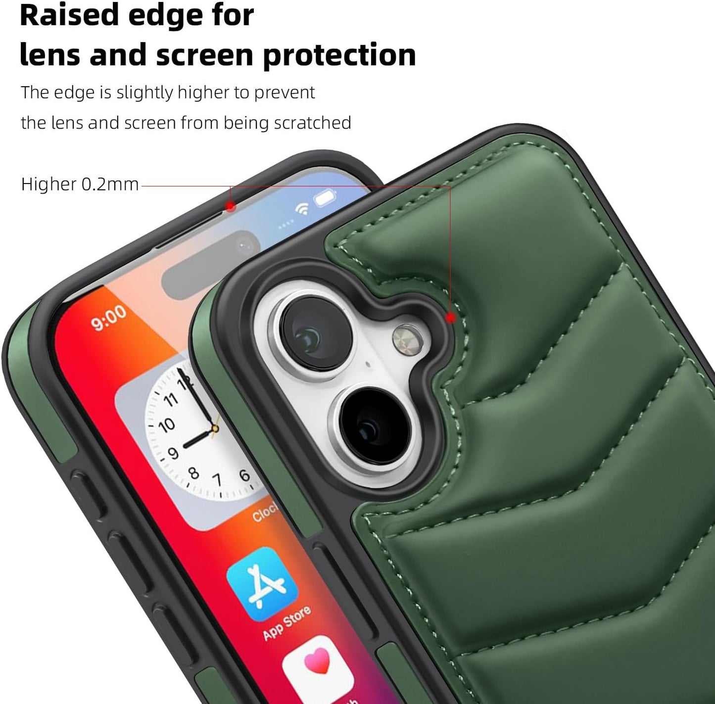 Lycra Down Phone Case for iPhone 16 Plus with [Credit Card Holder] [RFID] Invisible Flip Holder, Magnetic car mount, waterproof and drop-proof, comfortable to hold Green
