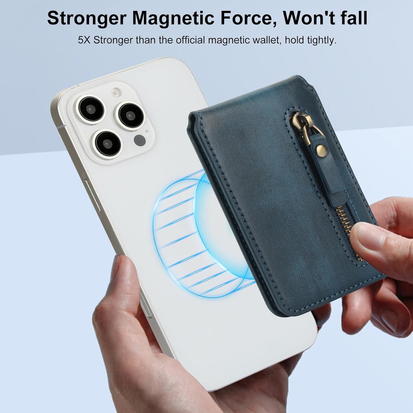 Magnetic card holder phone case suitable for iPhone 16 Pro, zipper magnetic split magnetic wallet with adjustable bracket Brown