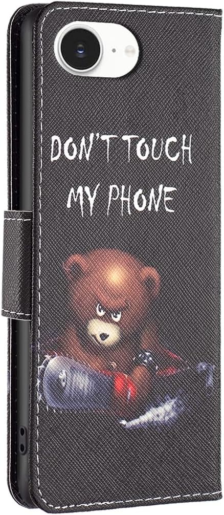 Painted phone case for iPhone 16E, magnetic closure wallet case, multiple card slots, wallet, flip cover, shockproof protection