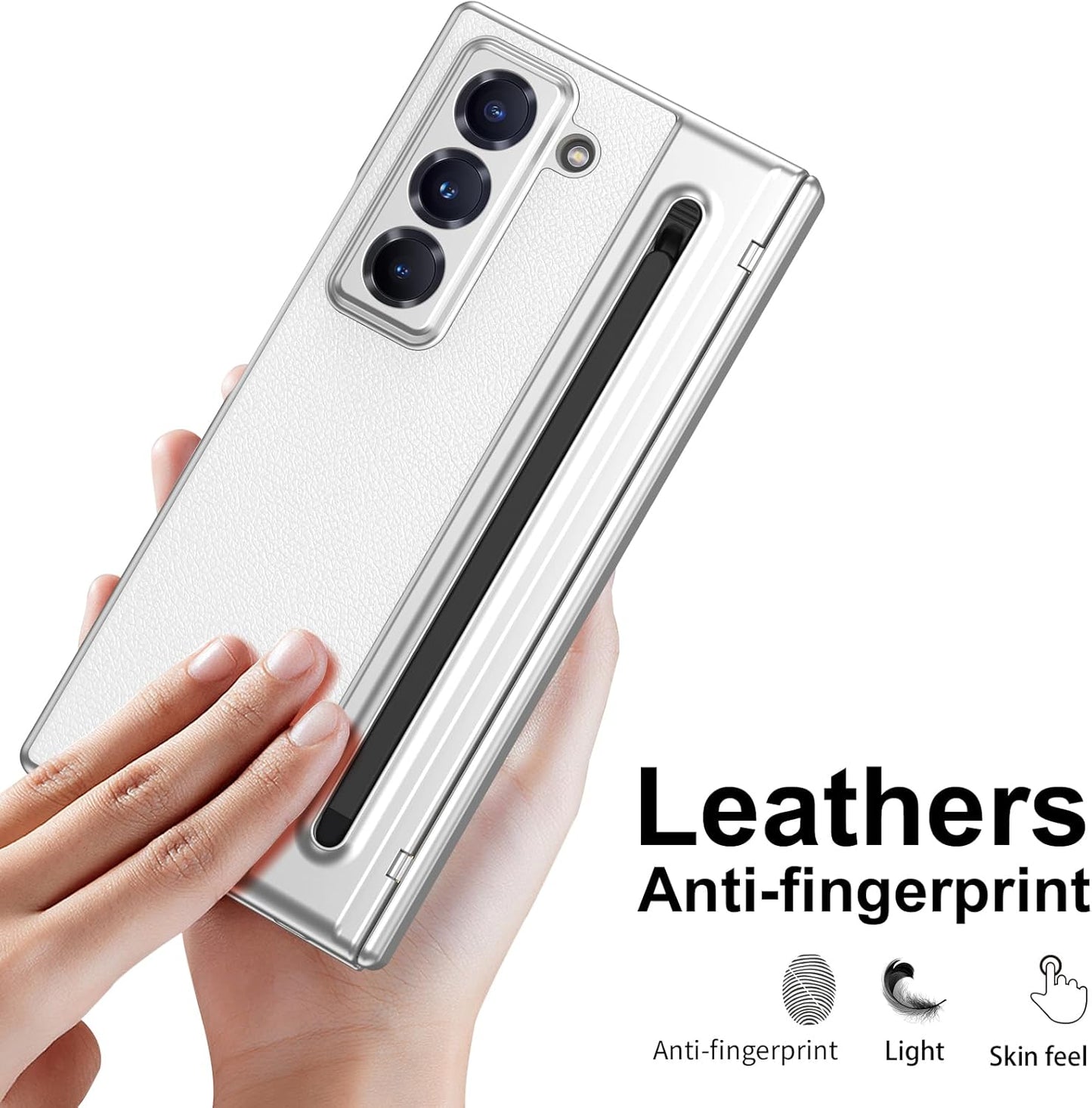 iTape Lightweight phone case for Samsung W25, hinged case supports wireless charging with lens protection, screen protector, complimentary stylus, drop-proof and fingerprint resistant Gold