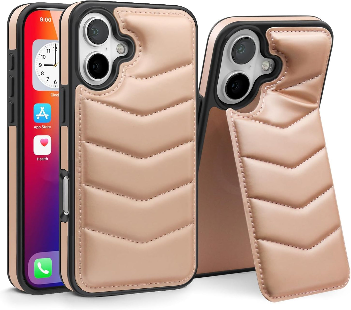 Lycra Down Phone Case for iPhone 16 Plus with [Credit Card Holder] [RFID] Invisible Flip Holder, Magnetic car mount, waterproof and drop-proof, comfortable to hold Green