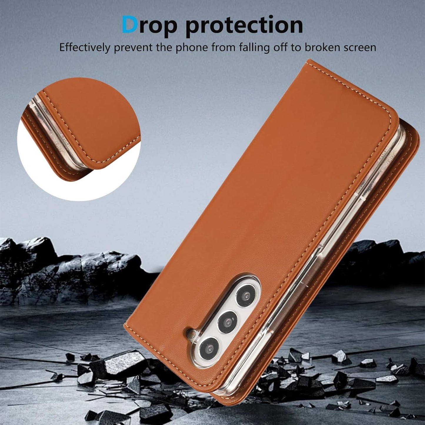 iTape Magnetic Leather Case for Samsung Galaxy Z Fold5, RFID Anti-theft Wallet Phone Case, Multi-Card Slot Magnetic Flip Cover Green