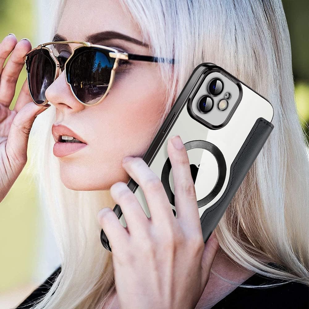 Wallet phone case suitable for iPhone 11 with [Credit Card Holder][RFID Blocking], compatible with magnetic wireless charging Green