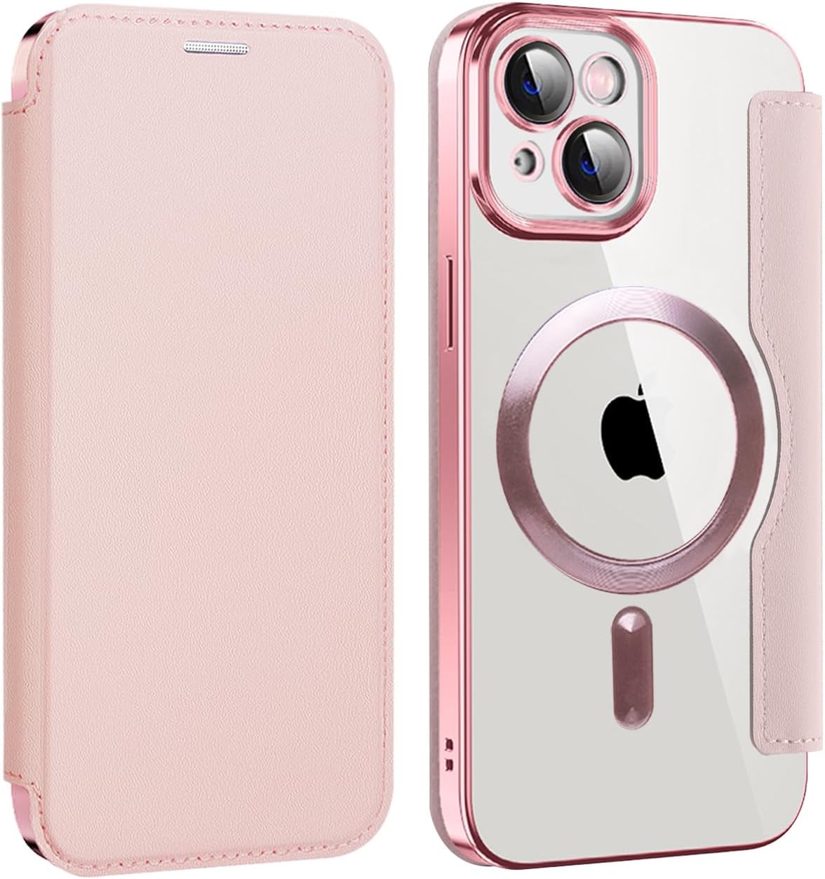 Wallet phone case suitable for iPhone 13 with [Credit Card Holder][RFID Blocking], compatible with magnetic wireless charging Green