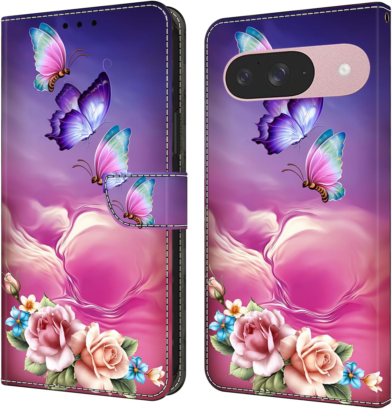 iTape Graffiti wallet phone case for Google Pixel 9, shockproof phone case, card slot wallet, flip stand phone case
