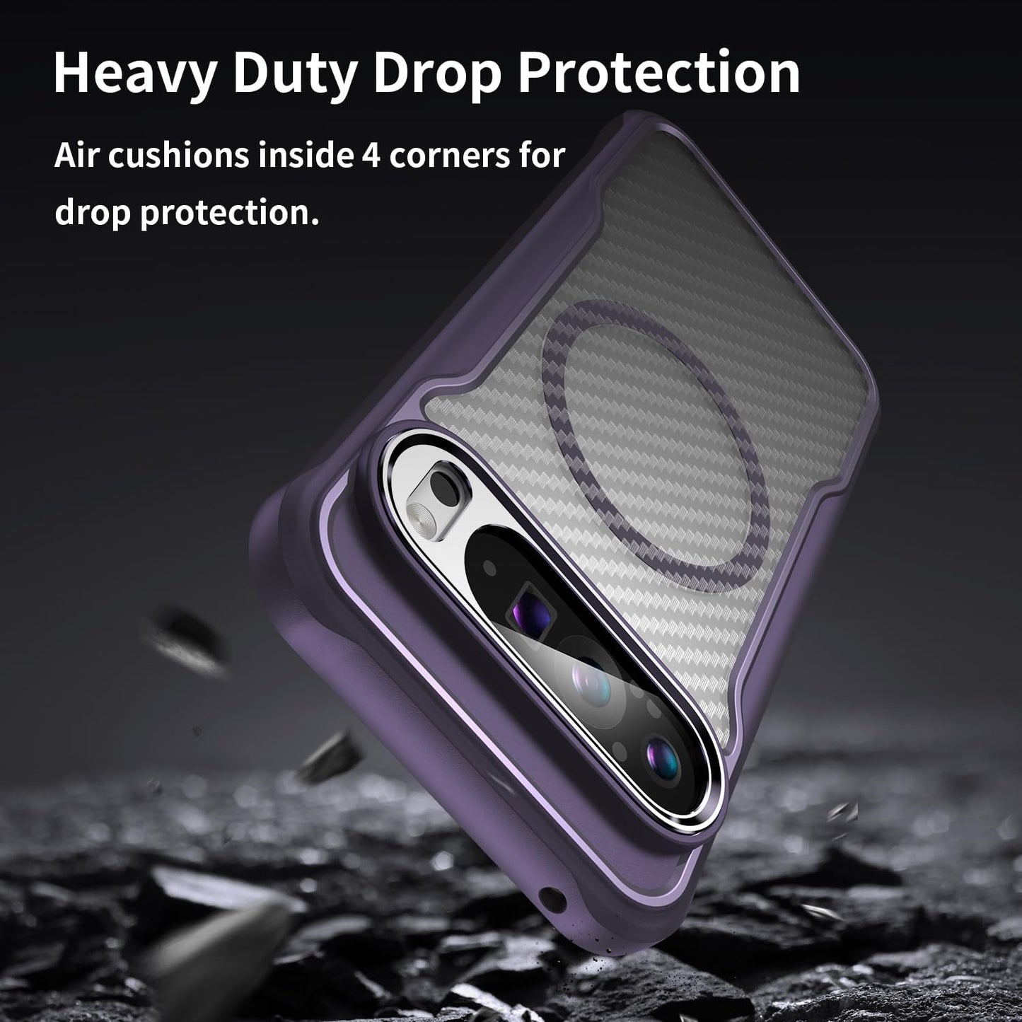 iTape Magnetic carbon fibre case for Google Pixel 9 Pro XL 5G, support wireless charging, carbon fibre shockproof slim case Green