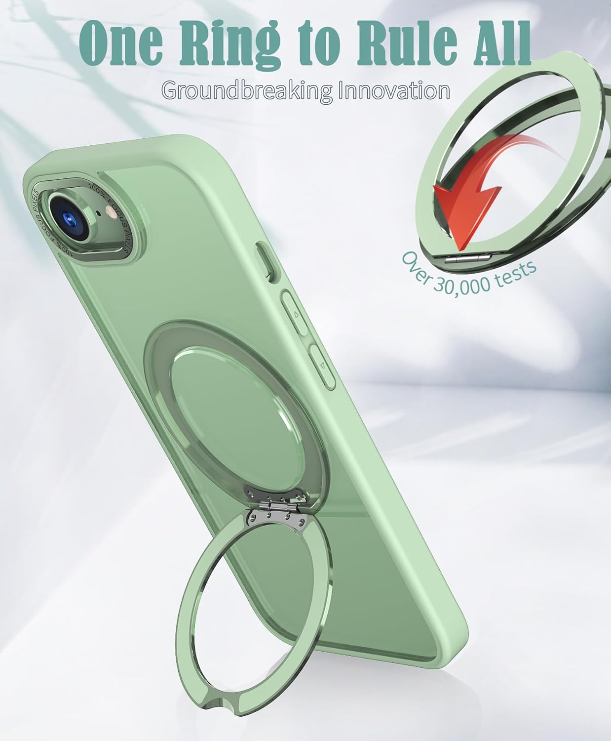 Magnetic phone case for iPhone 16E, 360° rotating bracket supports wireless charging, shockproof ultra-thin shell Gray