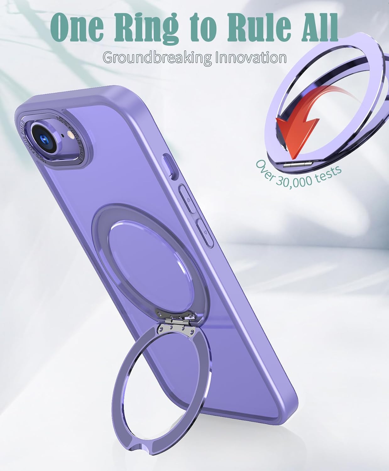 Magnetic phone case for iPhone 16E, 360° rotating bracket supports wireless charging, shockproof ultra-thin shell Gray