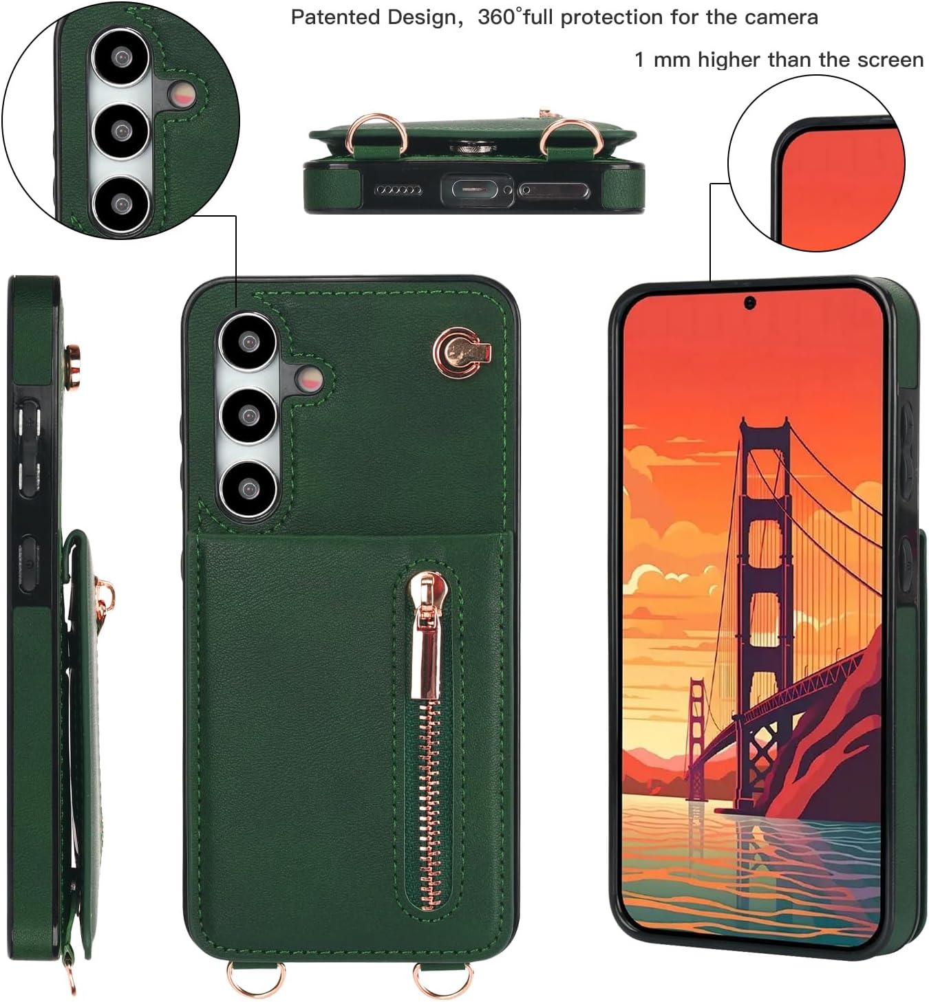 iTape Samsung Galaxy S24 plus Case Wallet, Zipper Coin Pouch, Credit Card Slot Holder, Wrist Strap, Samsung Galaxy S24 plus Case Adjustable Crossbody Lanyard [RFID Blocked] Purple