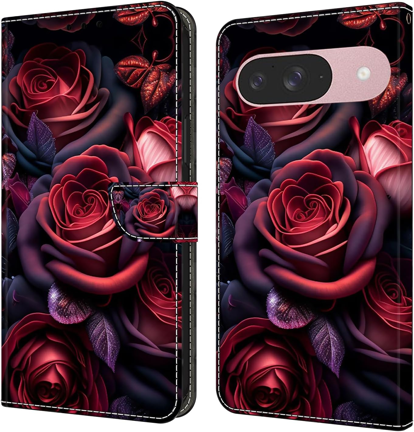 iTape Graffiti wallet phone case for Google Pixel 9, shockproof phone case, card slot wallet, flip stand phone case