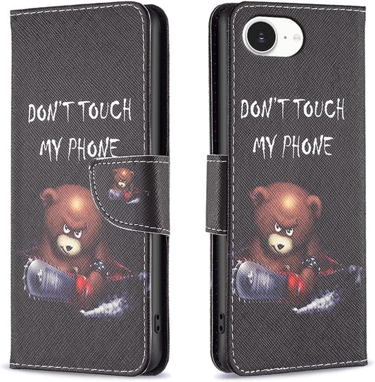 Painted phone case for iPhone 16E, magnetic closure wallet case, multiple card slots, wallet, flip cover, shockproof protection