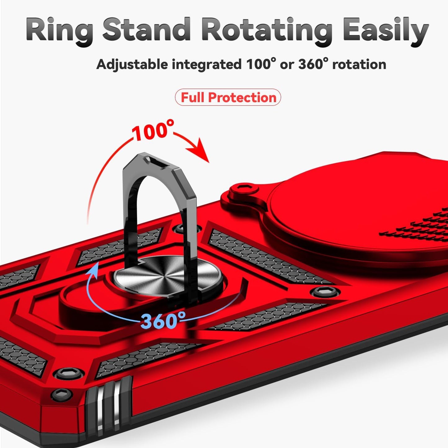 Magnetic Car Mount 2 in 1 Phone Case for Xiaomi Redmi Note 14 Pro+ 5G, Military Grade Protective Case, Phone Case Built-in 360° Rotating Ring Bracket Buckle Push Window Lens Protection