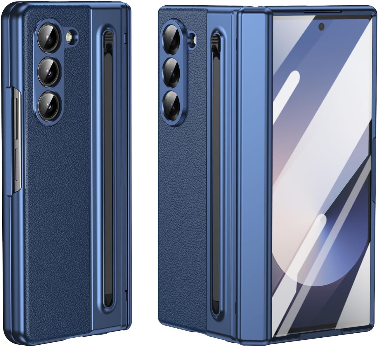 Lightweight phone case for Samsung Galaxy Z Fold5, hinged case supports wireless charging with lens protection, screen protector, complimentary stylus, drop-proof and fingerprint resistant