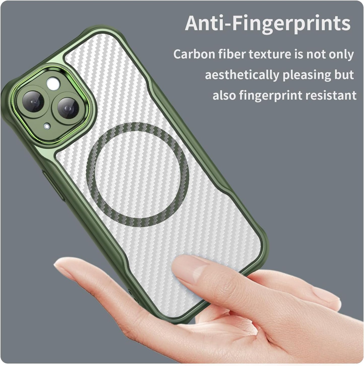 Magnetic carbon fibre case for iPhone 15, support wireless charging, carbon fibre shockproof slim case Blue