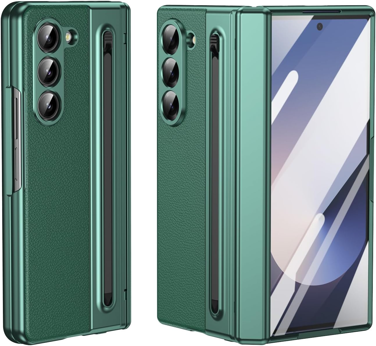 Lightweight phone case for Samsung Galaxy Z Fold5, hinged case supports wireless charging with lens protection, screen protector, complimentary stylus, drop-proof and fingerprint resistant