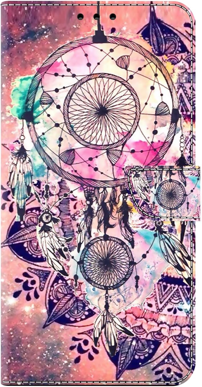 Graffiti wallet phone case for iPhone 16E, shockproof phone case, card slot wallet, flip stand phone case Mandala animal feather pattern