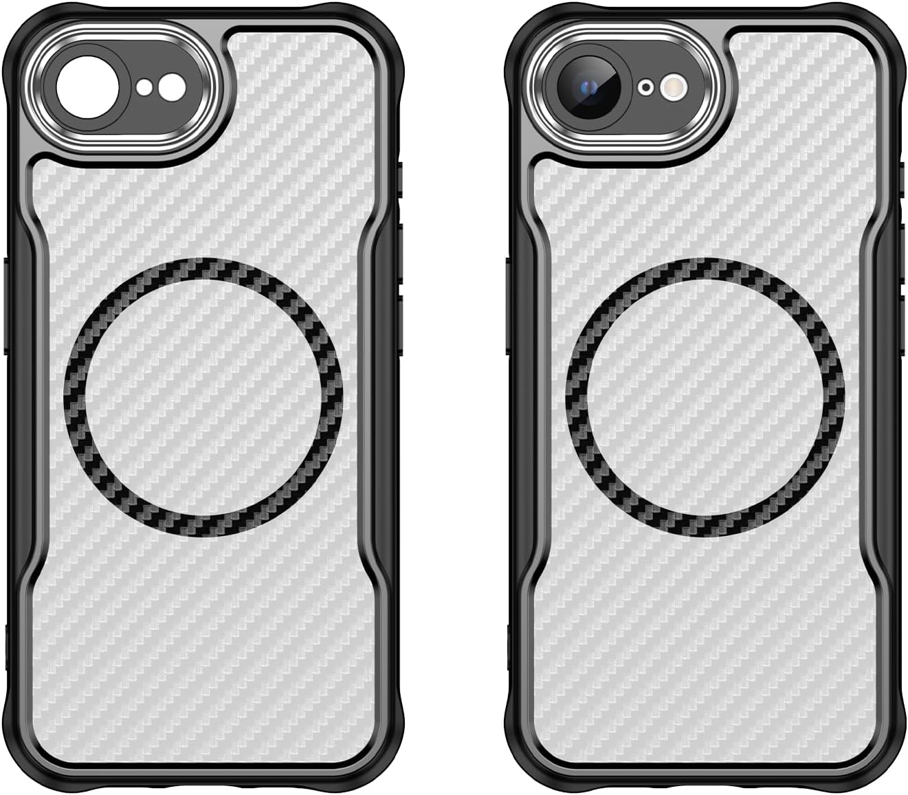 Magnetic carbon fibre case for iPhone 16E, support wireless charging, carbon fibre shockproof slim case Purple