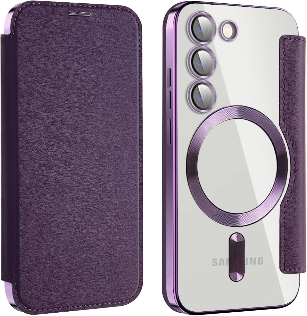 iTape Wallet phone case suitable for Samsung Galaxy S23 with [Credit Card Holder][RFID Blocking], compatible with magnetic wireless charging Green