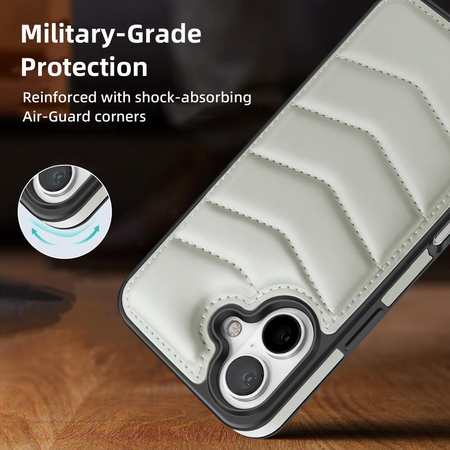 Lycra Down Phone Case for iPhone 16 Plus with [Credit Card Holder] [RFID] Invisible Flip Holder, Magnetic car mount, waterproof and drop-proof, comfortable to hold Green