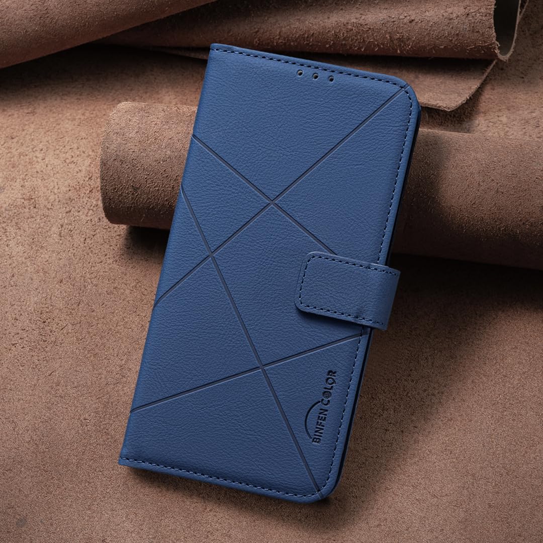 iTape Wallet phone case for Samsung Galaxy S23 Plus, RFID anti-theft wallet, pressed edge leather case flip cover stand Blue