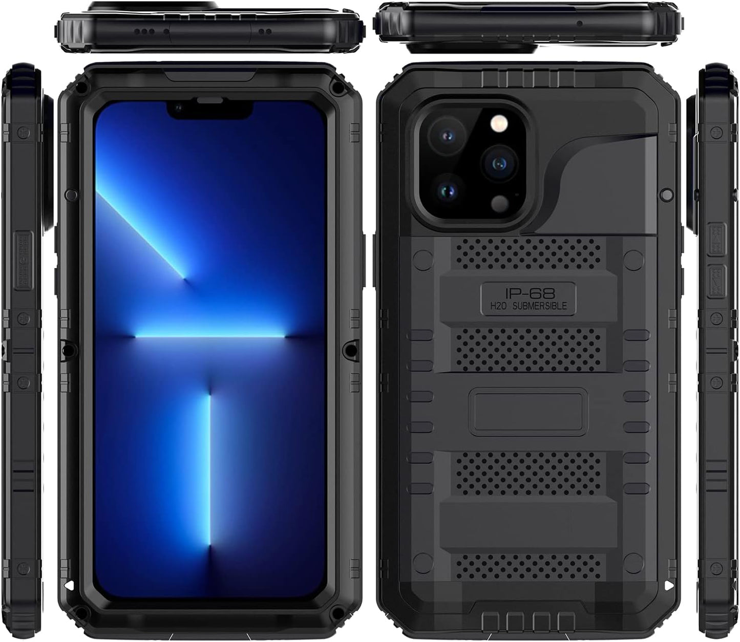 Case for iPhone 13 Pro max, 360° Waterproof IP68 Shockproof Hard Shell Metal Military Heavy Duty Rugged Protective Case for iPhone 13 Pro max Magnetic Wireless Charging Red