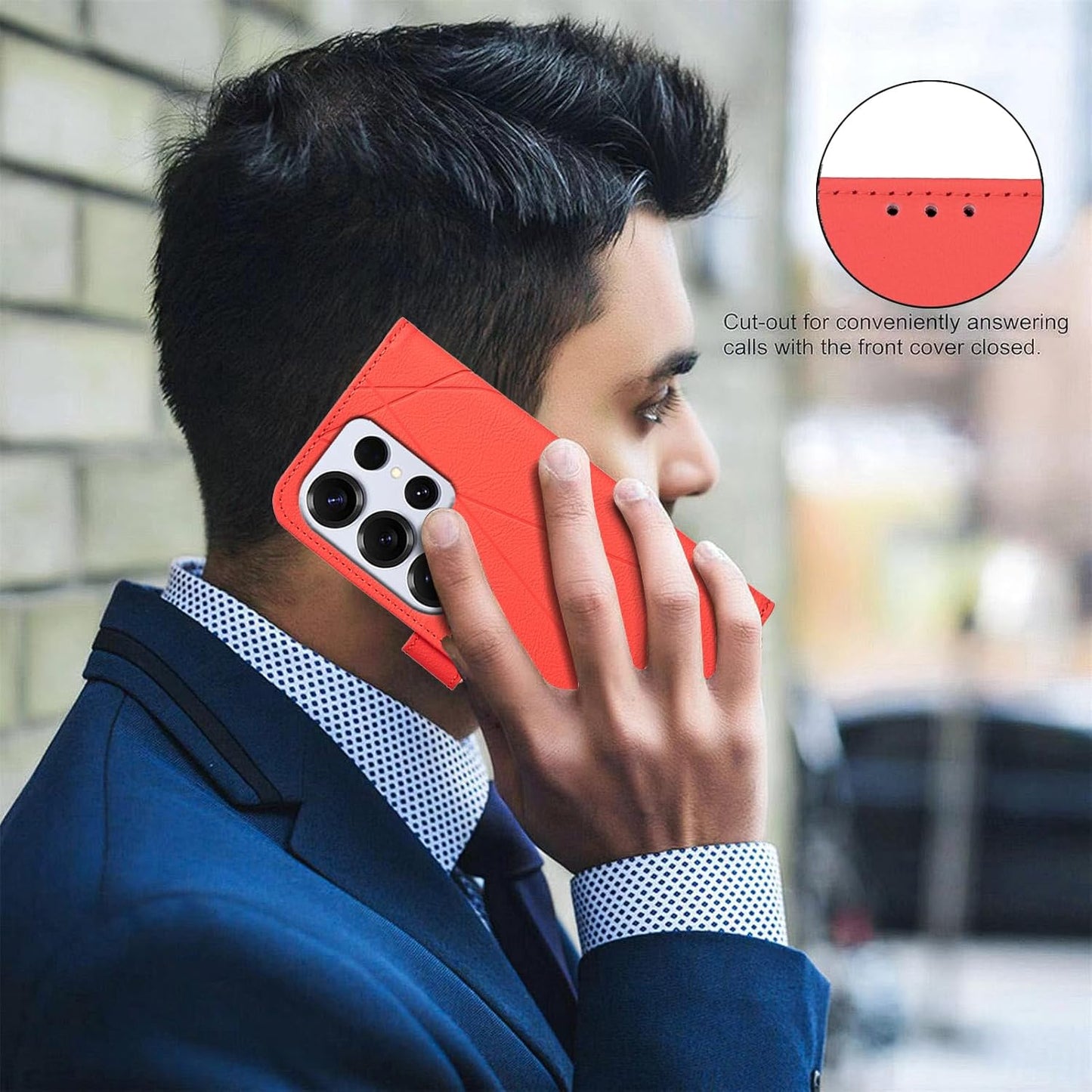 iTape Wallet phone case for Samsung Galaxy S25 Ultra, RFID anti-theft wallet, pressed edge leather case flip cover stand Red